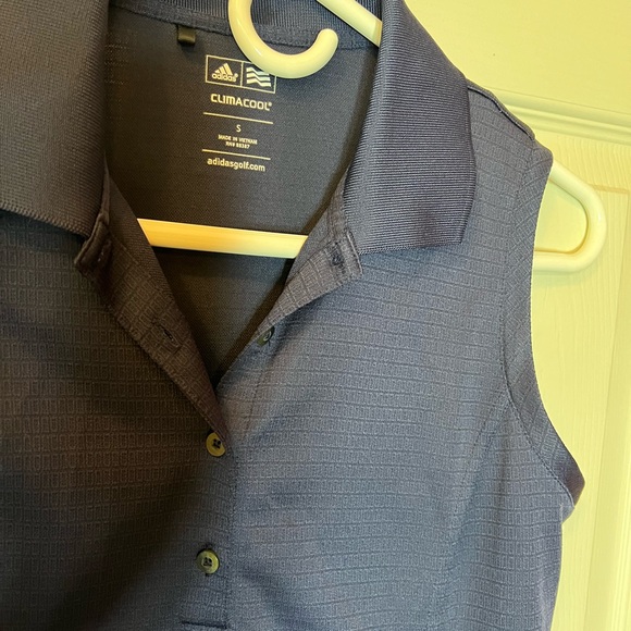 Adidas Climacool Dark Blue Golf Shirt sz Small Geometric Pattern Excellent Cond - Picture 6 of 12